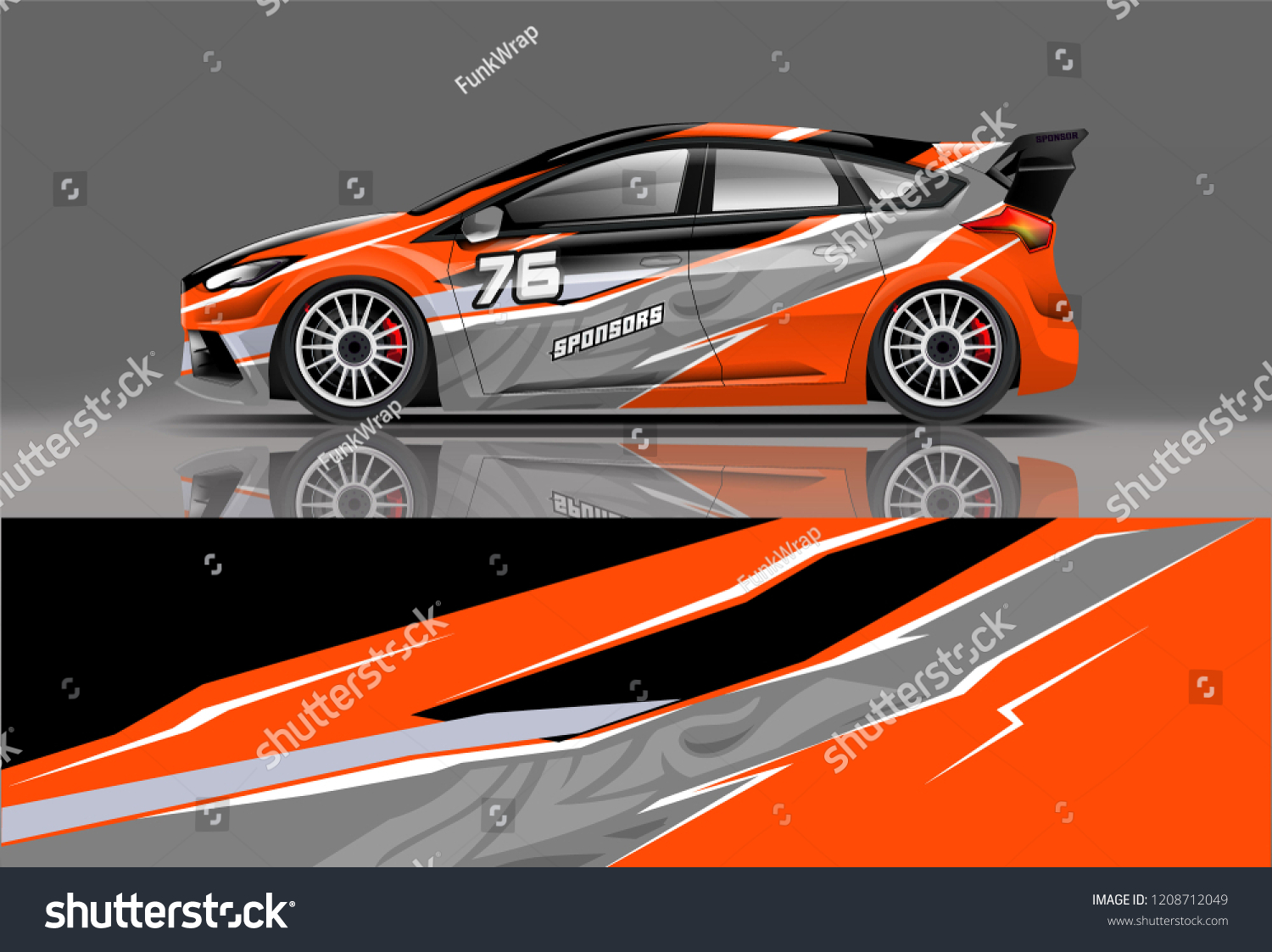 Racing Hatchback car wrap decal and sticker design. vector eps 10 format.