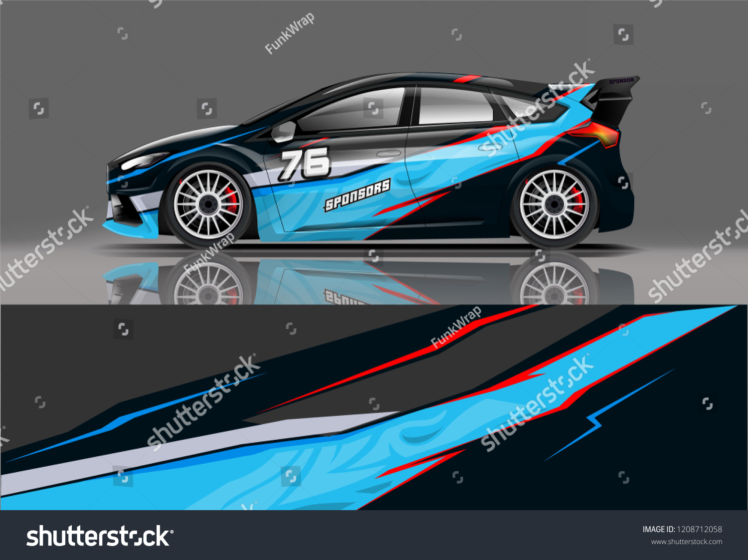 Racing Hatchback car wrap decal and sticker design. vector eps 10 format.