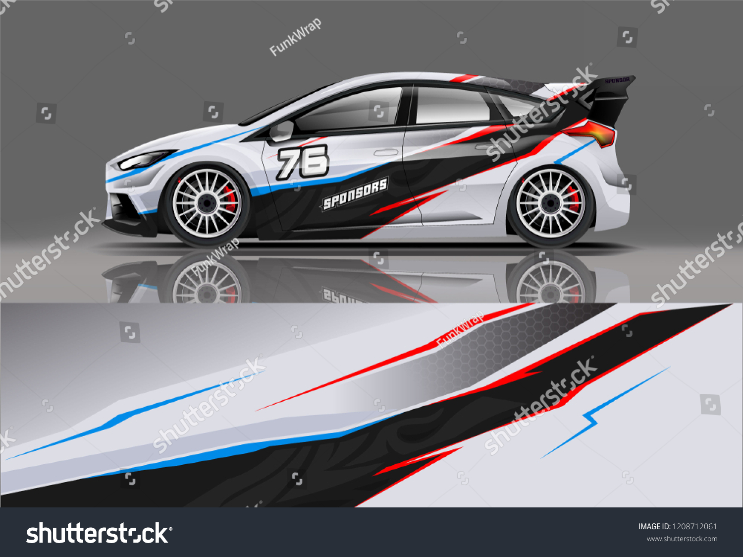 Racing Hatchback car wrap decal and sticker design. vector eps 10 format.