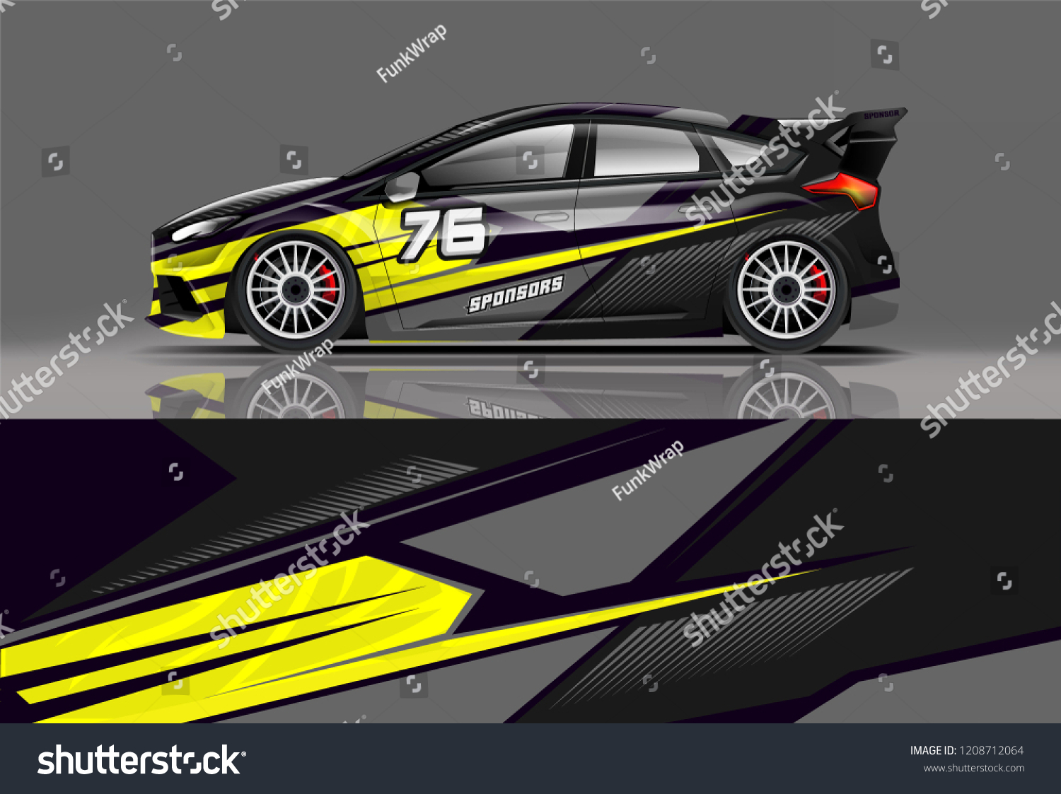 Racing Hatchback car wrap decal and sticker design. vector eps 10 format.