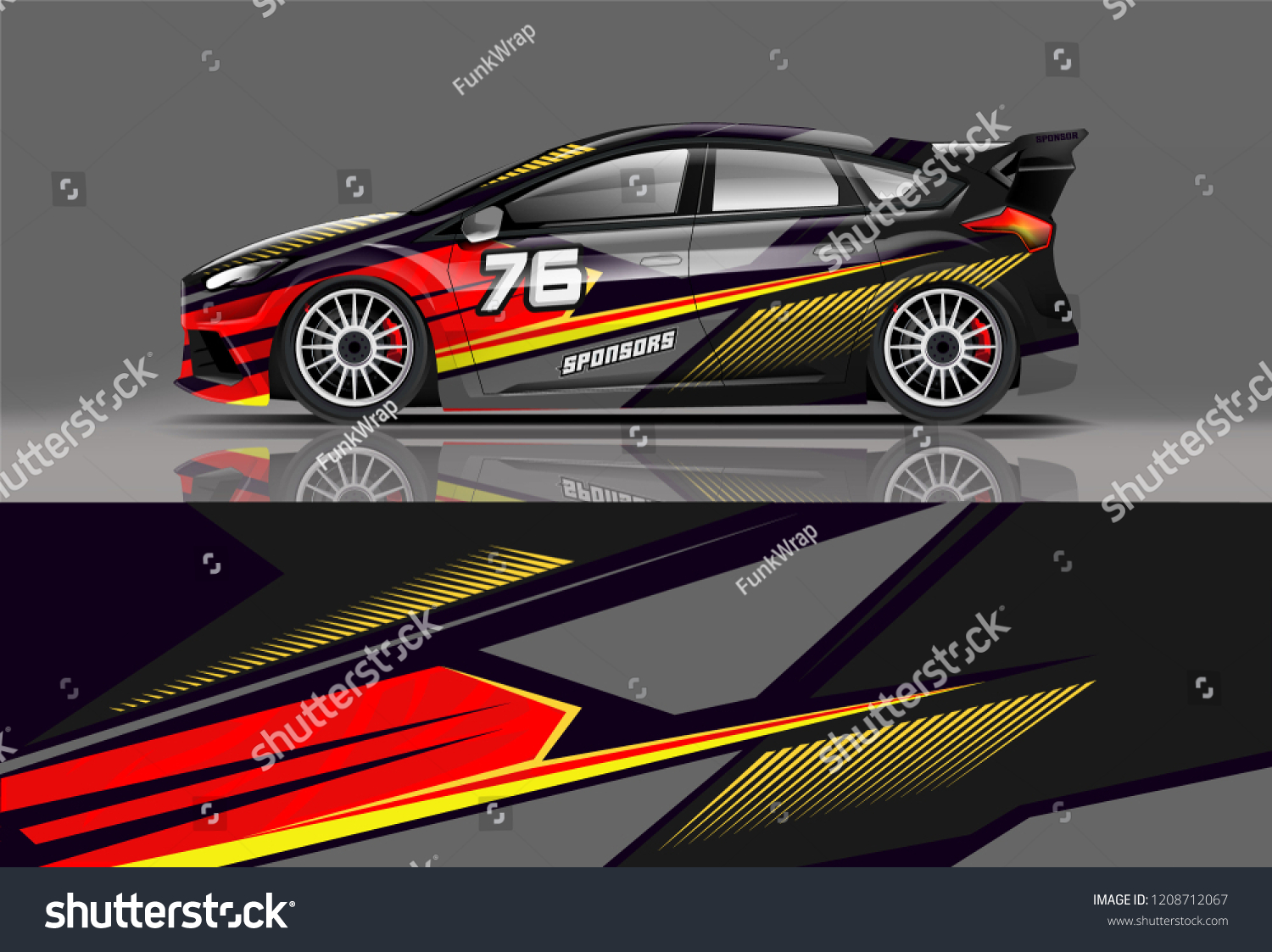 Racing Hatchback car wrap decal and sticker design. vector eps 10 format.