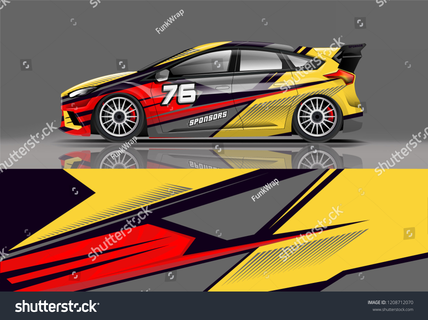 Racing Hatchback car wrap decal and sticker design. vector eps 10 format.