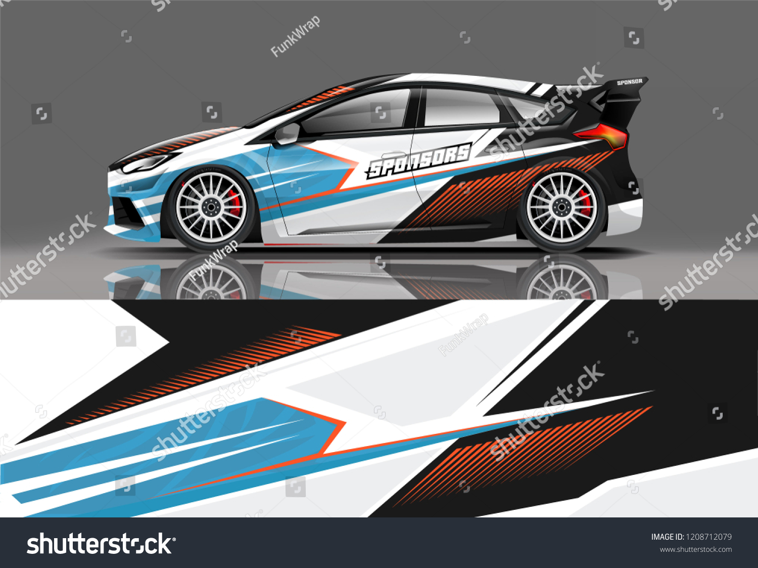 Racing Hatchback car wrap decal and sticker design. vector eps 10 format.