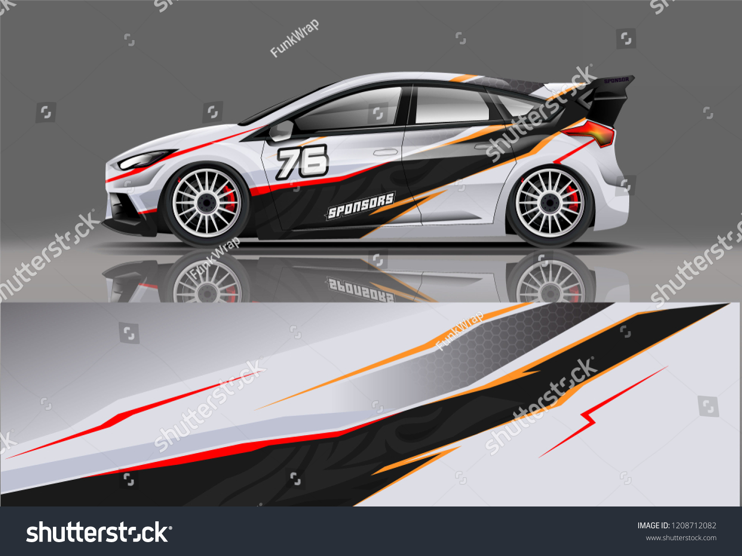 Racing Hatchback car wrap decal and sticker design. vector eps 10 format.