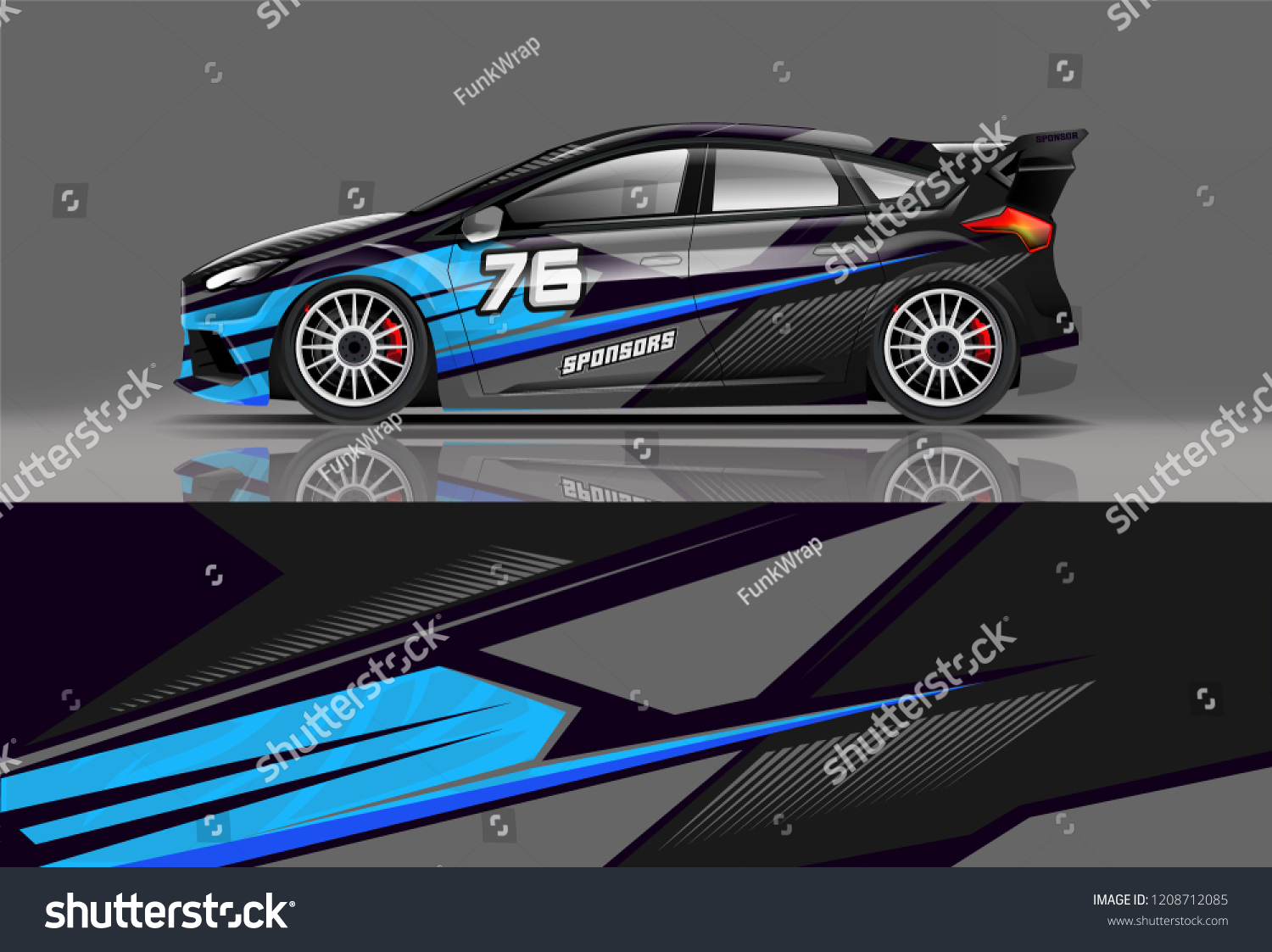 Racing Hatchback car wrap decal and sticker design. vector eps 10 format.