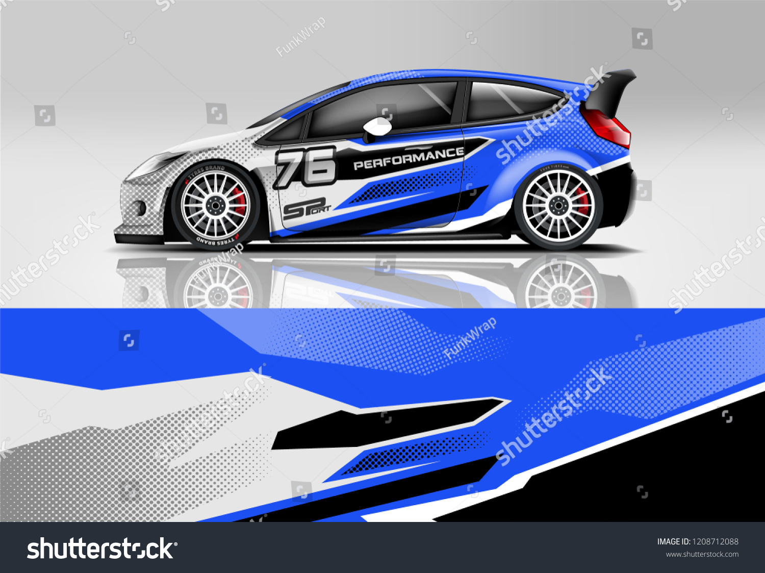 Racing Hatchback car wrap decal and sticker design. vector eps 10 format.