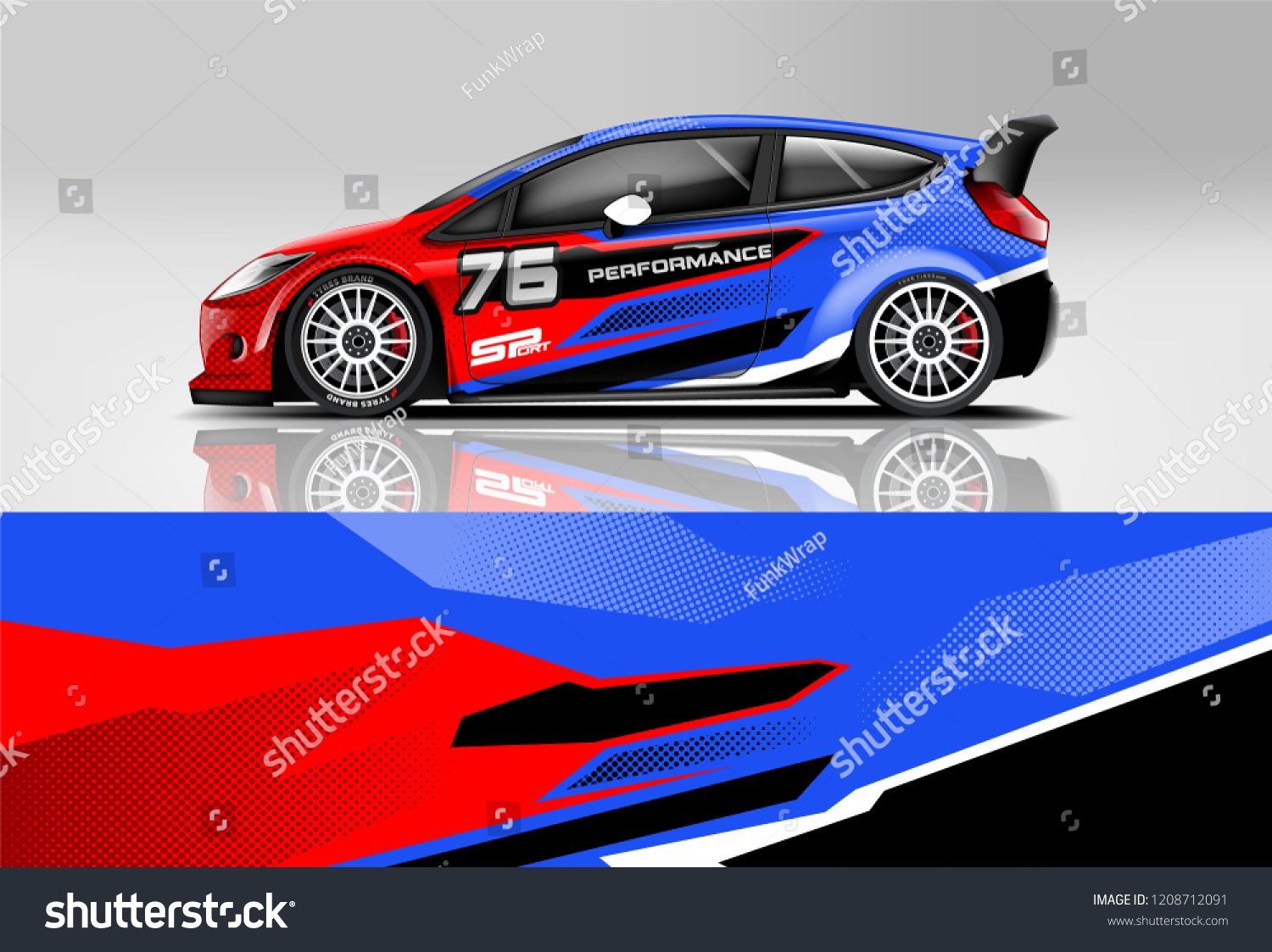 Racing Hatchback car wrap decal and sticker design. vector eps 10 format.