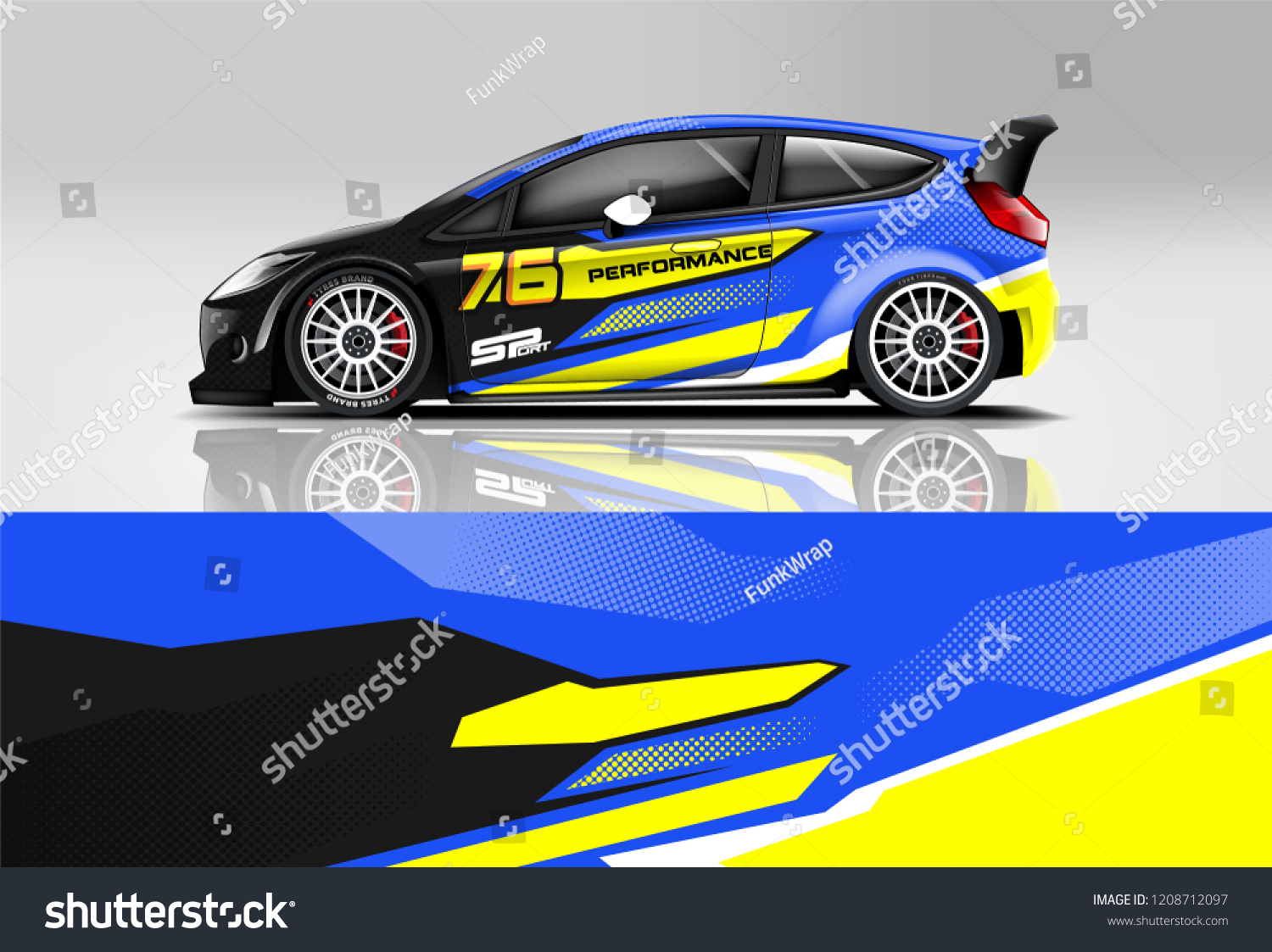 Racing Hatchback car wrap decal and sticker design. vector eps 10 format.