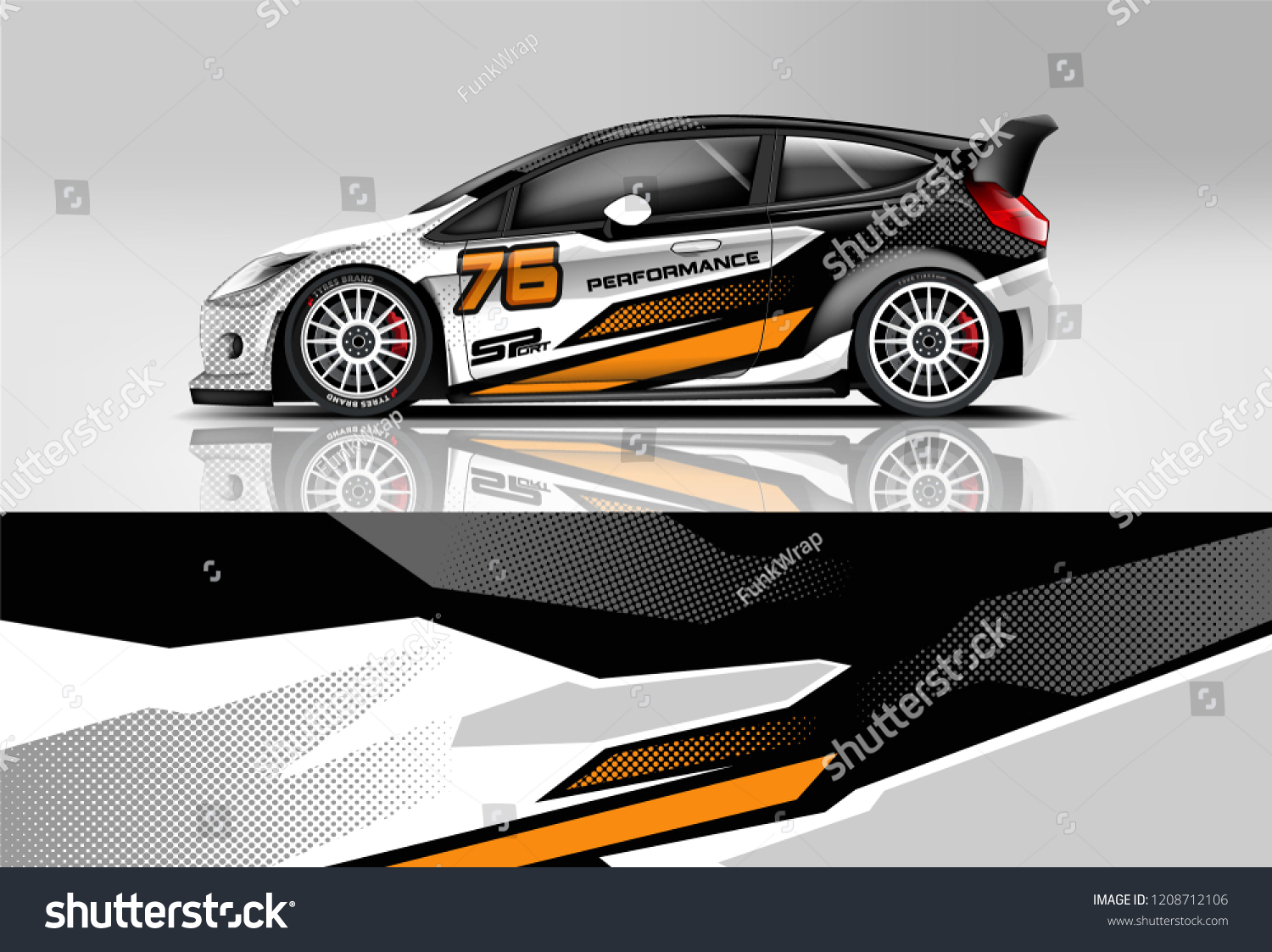 Racing Hatchback car wrap decal and sticker design. vector eps 10 format.