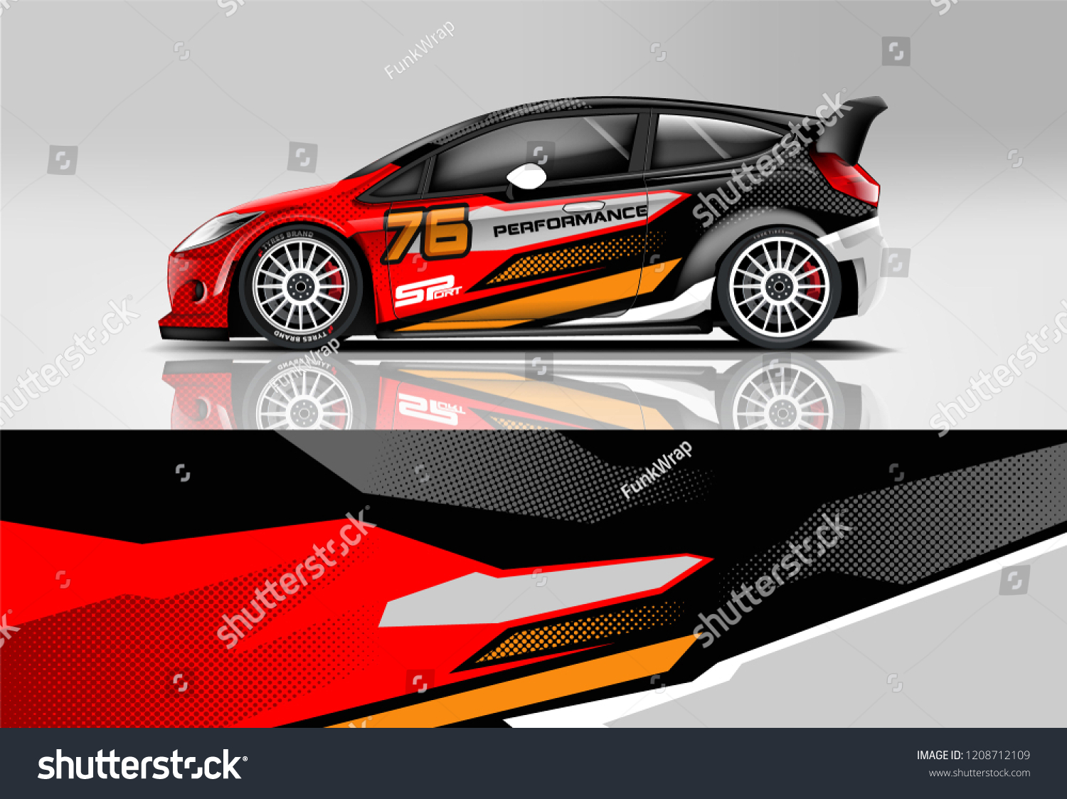 Racing Hatchback car wrap decal and sticker design. vector eps 10 format.