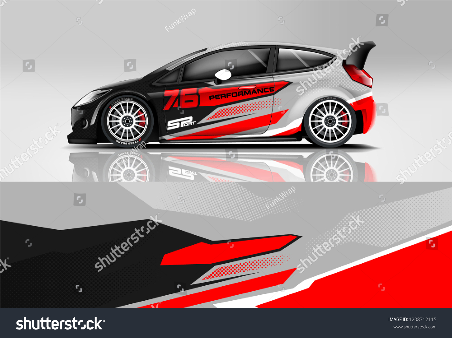 Racing Hatchback car wrap decal and sticker design. vector eps 10 format.