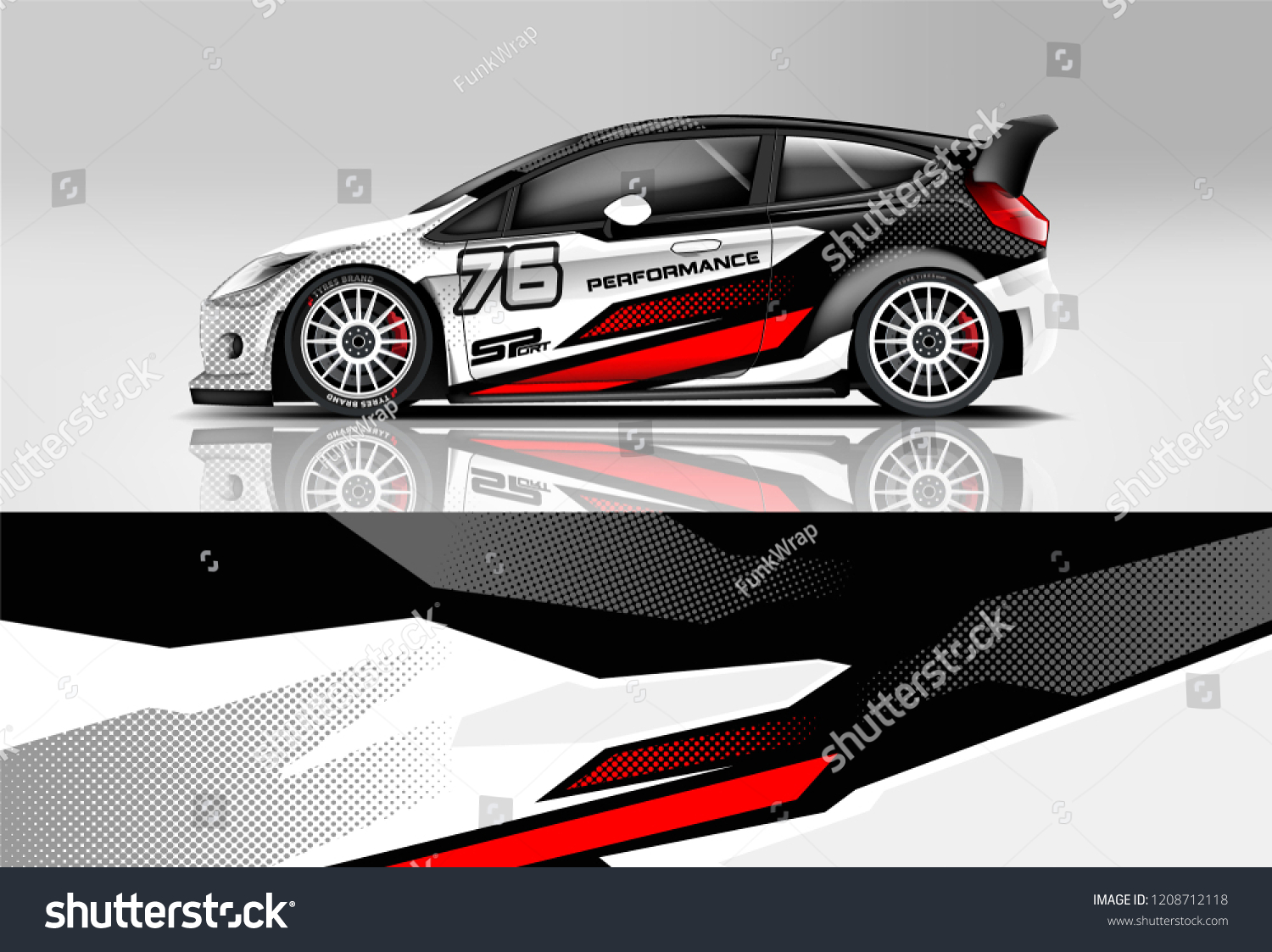 Racing Hatchback car wrap decal and sticker design. vector eps 10 format.