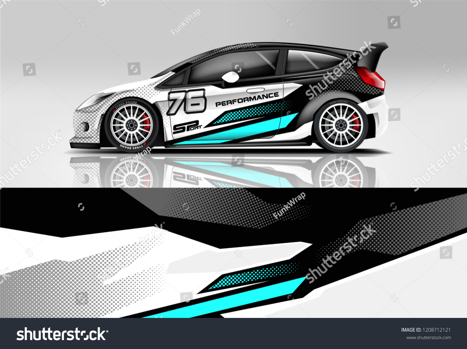 Racing Hatchback car wrap decal and sticker design. vector eps 10 format.
