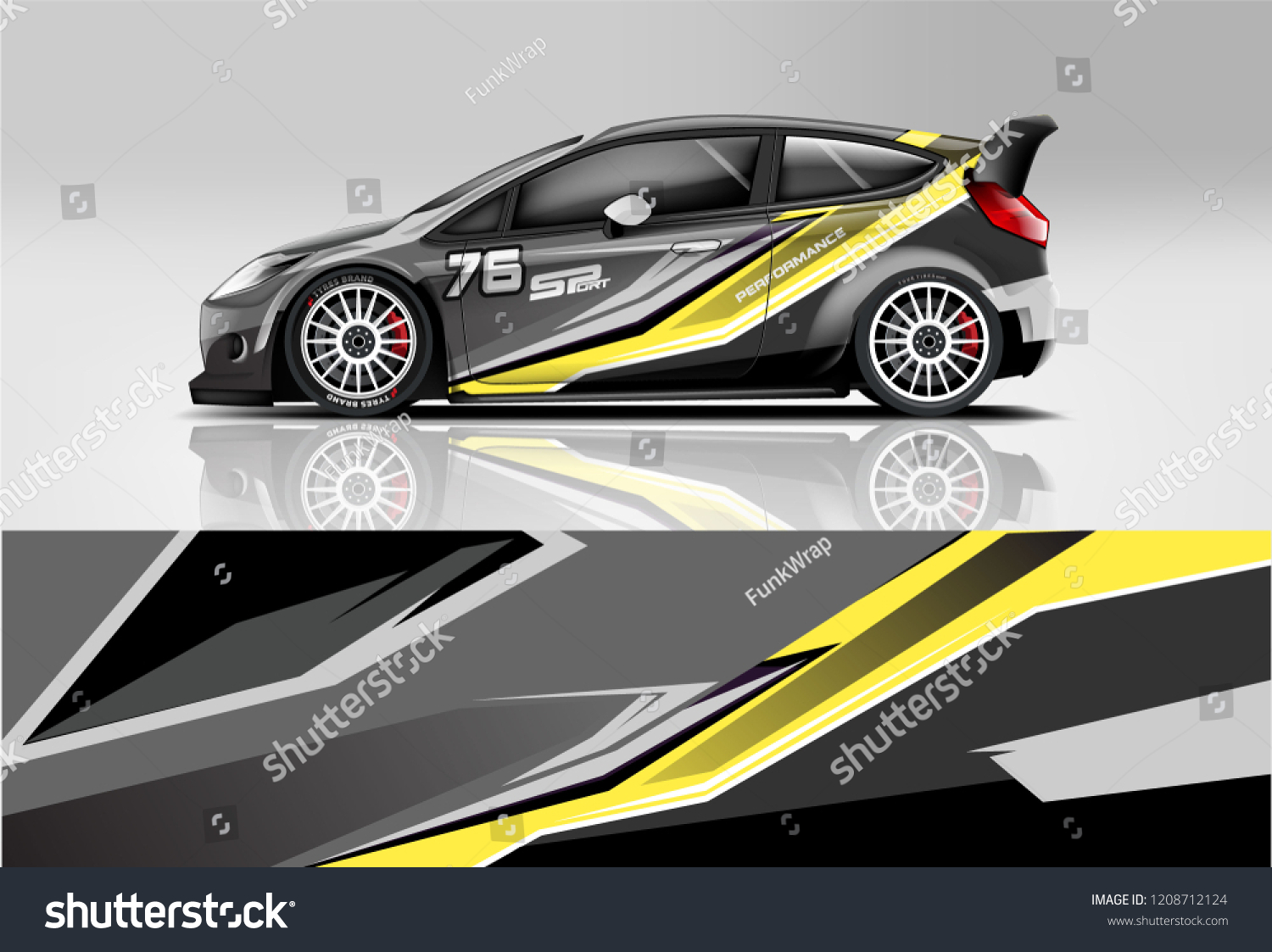 Racing Hatchback car wrap decal and sticker design. vector eps 10 format.