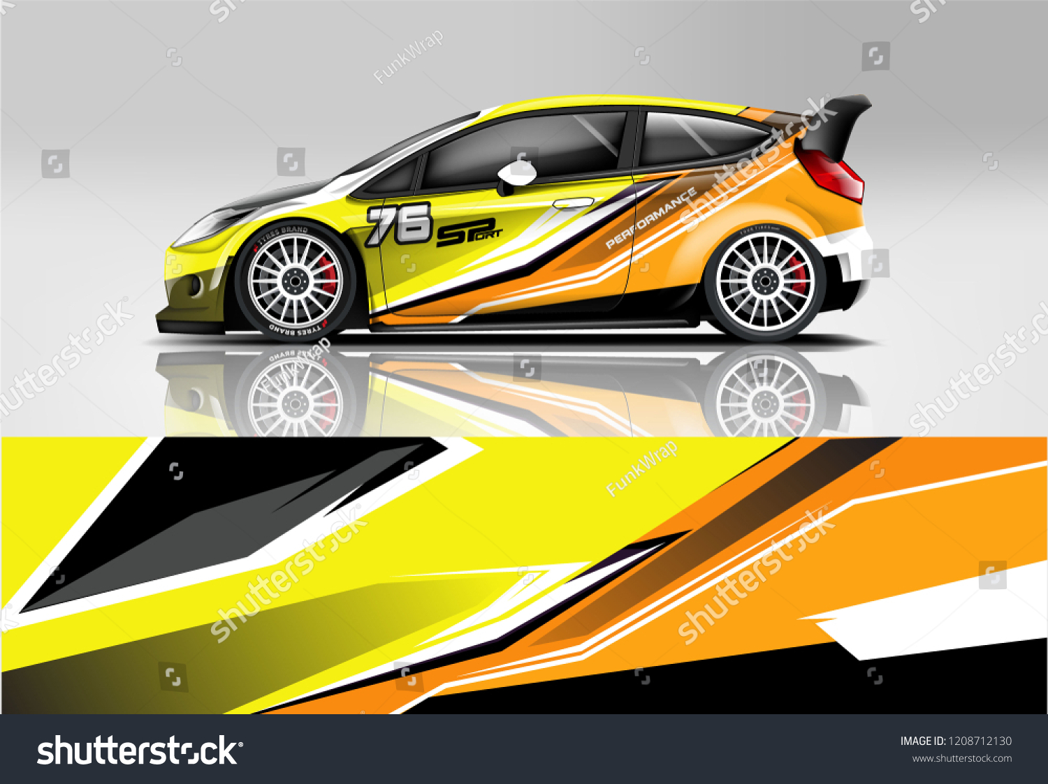 Racing Hatchback car wrap decal and sticker design. vector eps 10 format.
