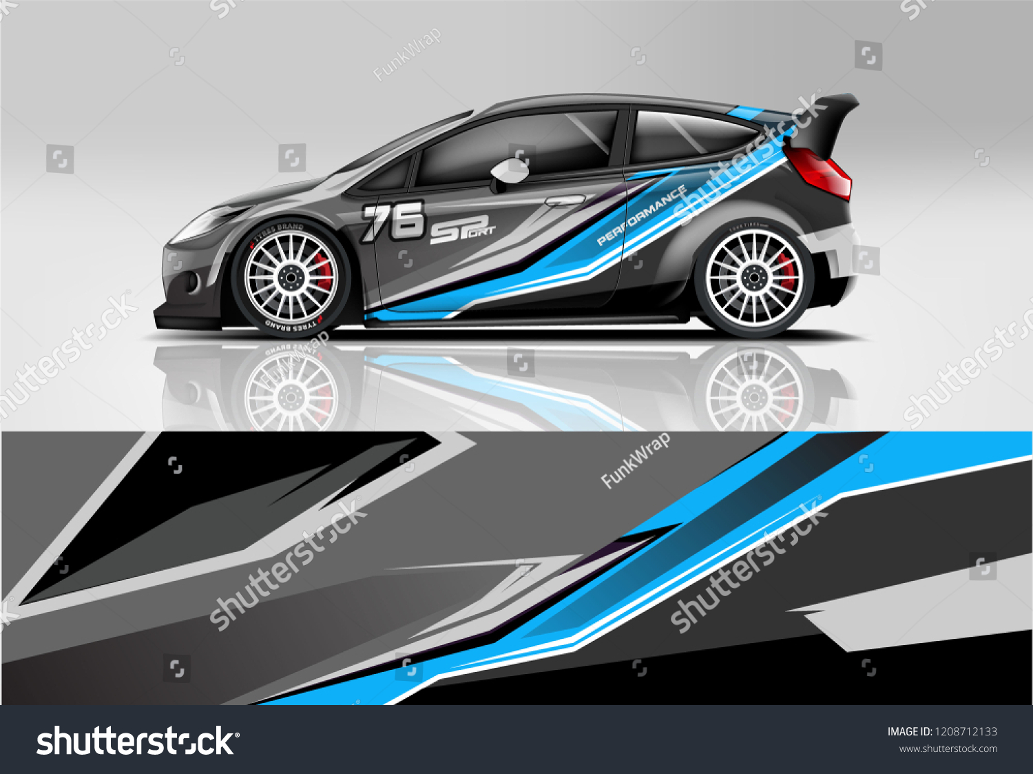 Racing Hatchback car wrap decal and sticker design. vector eps 10 format.