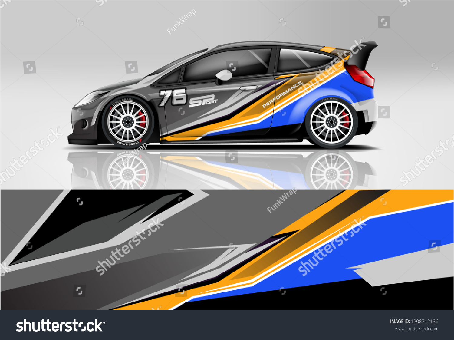 Racing Hatchback car wrap decal and sticker design. vector eps 10 format.