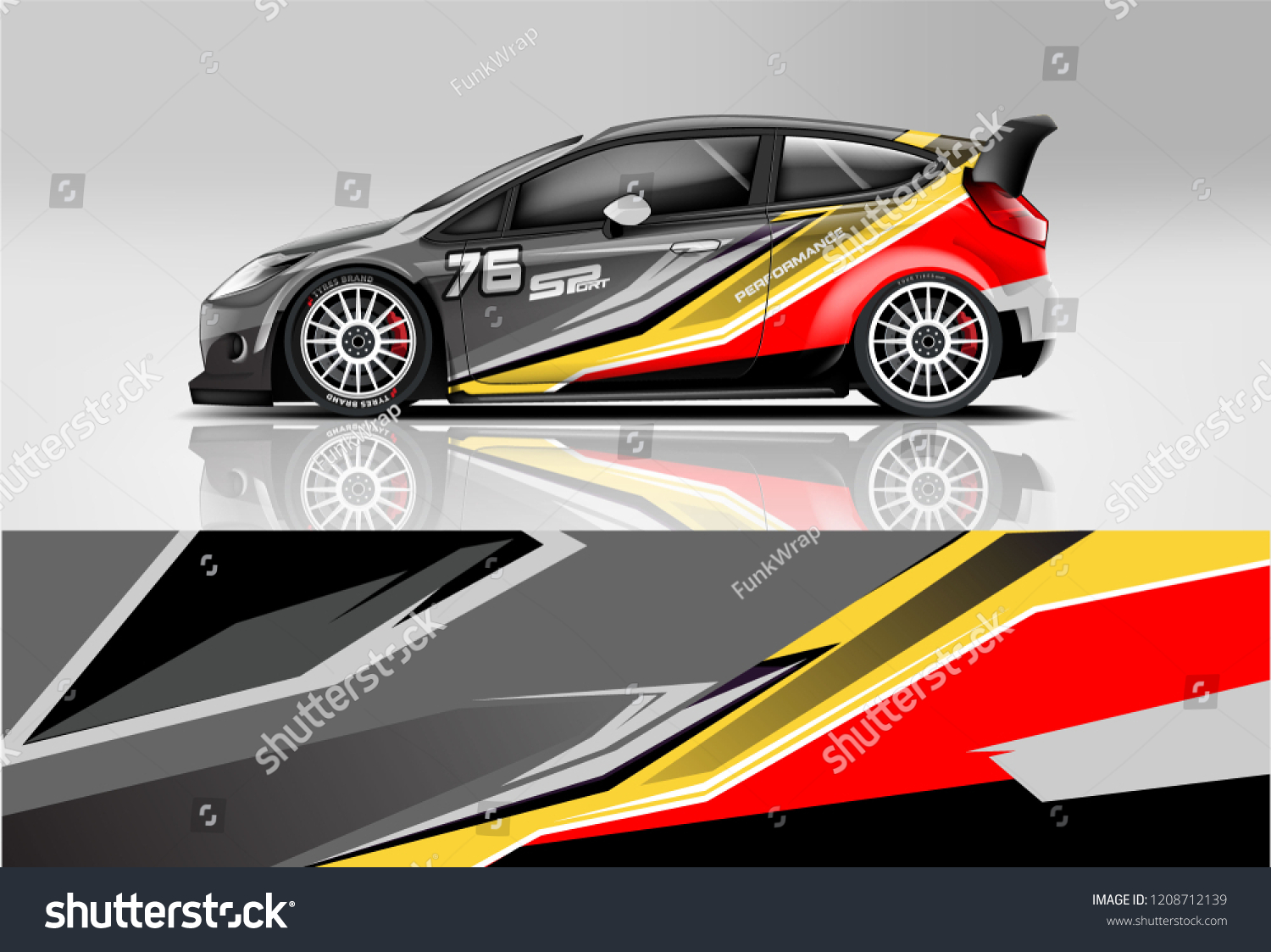 Racing Hatchback car wrap decal and sticker design. vector eps 10 format.