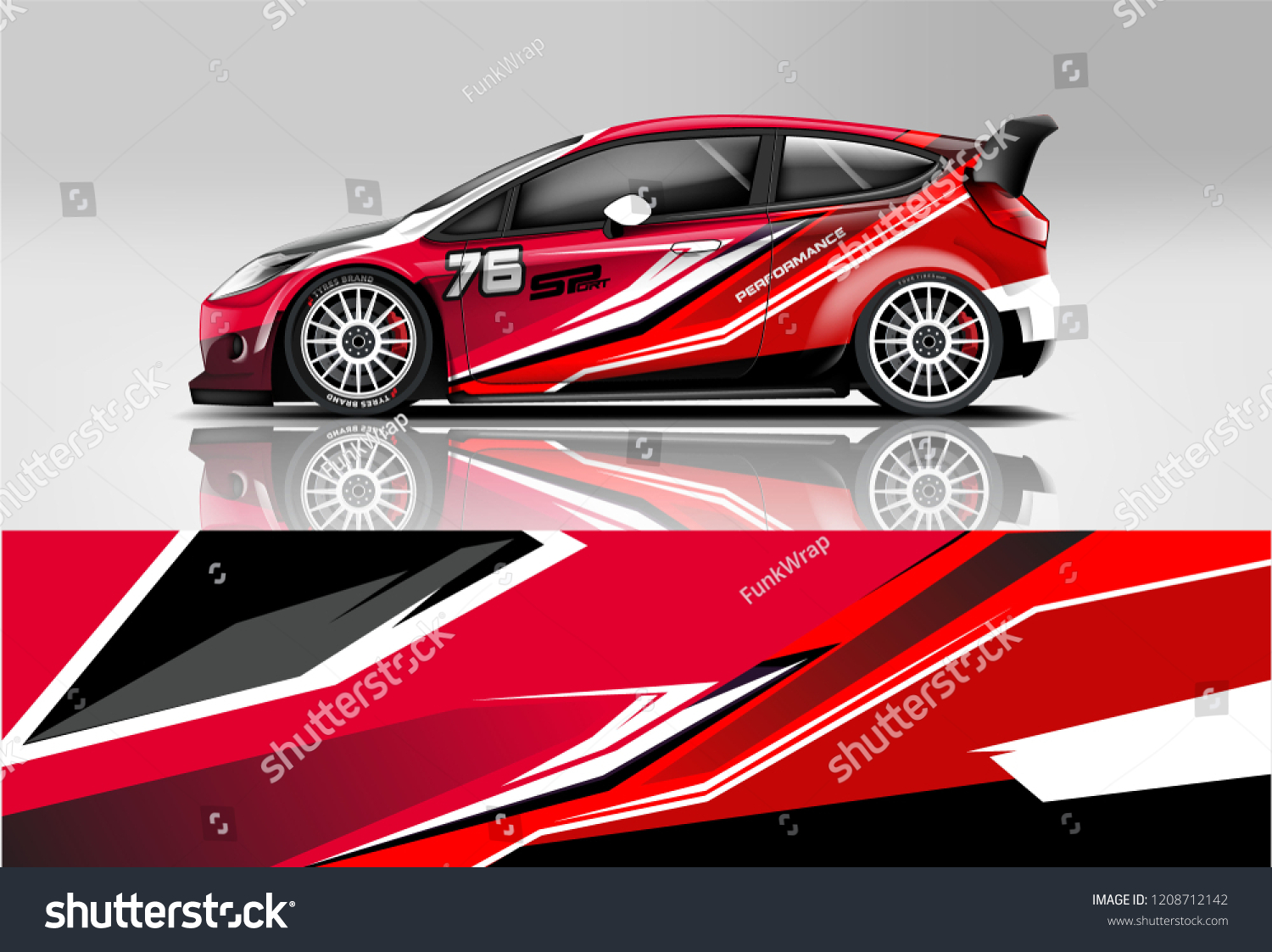 Racing Hatchback car wrap decal and sticker design. vector eps 10 format.