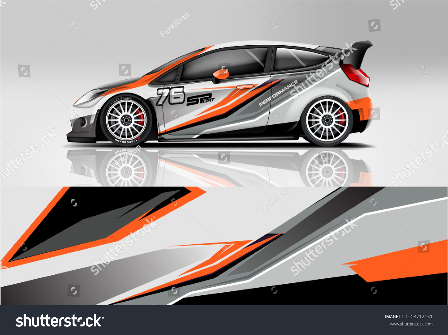 Racing Hatchback car wrap decal and sticker design. vector eps 10 format.