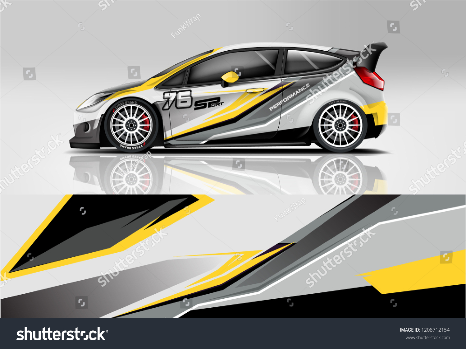 Racing Hatchback car wrap decal and sticker design. vector eps 10 format.