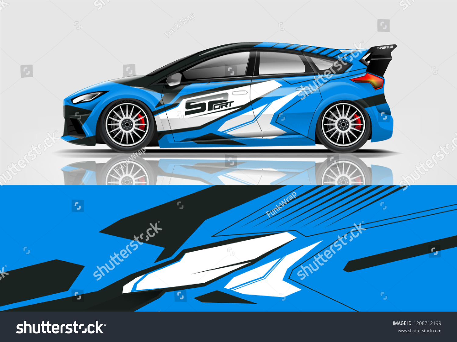 Racing Hatchback car wrap decal and sticker design. vector eps 10 format.