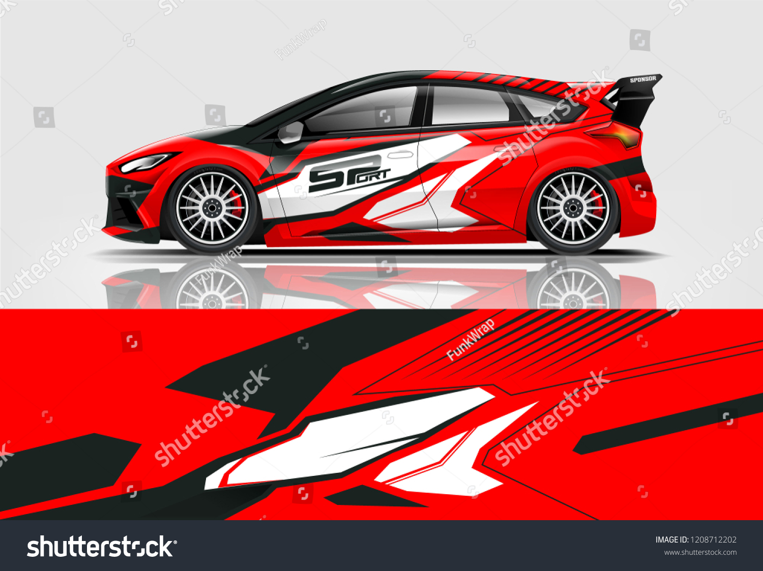 Racing Hatchback car wrap decal and sticker design. vector eps 10 format.