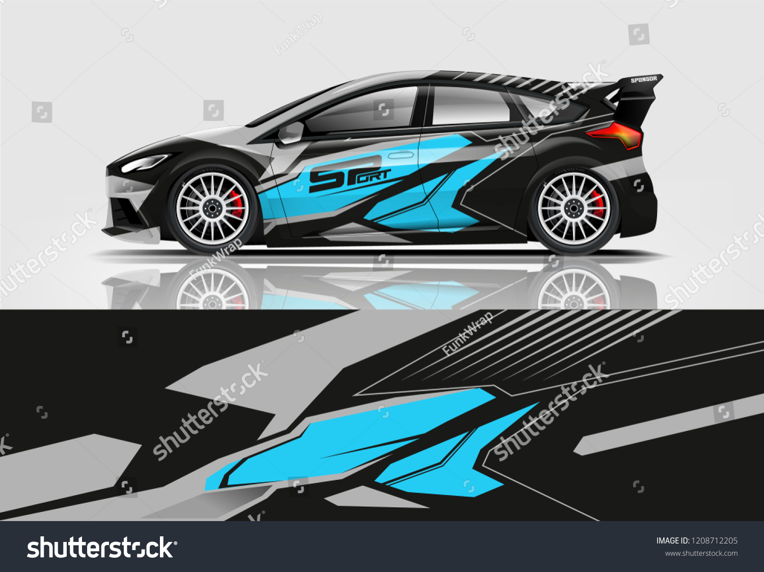 Racing Hatchback car wrap decal and sticker design. vector eps 10 format.
