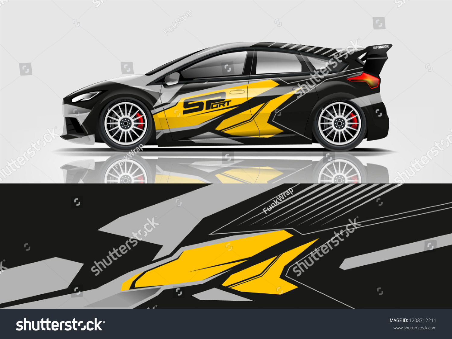 Racing Hatchback car wrap decal and sticker design. vector eps 10 format.
