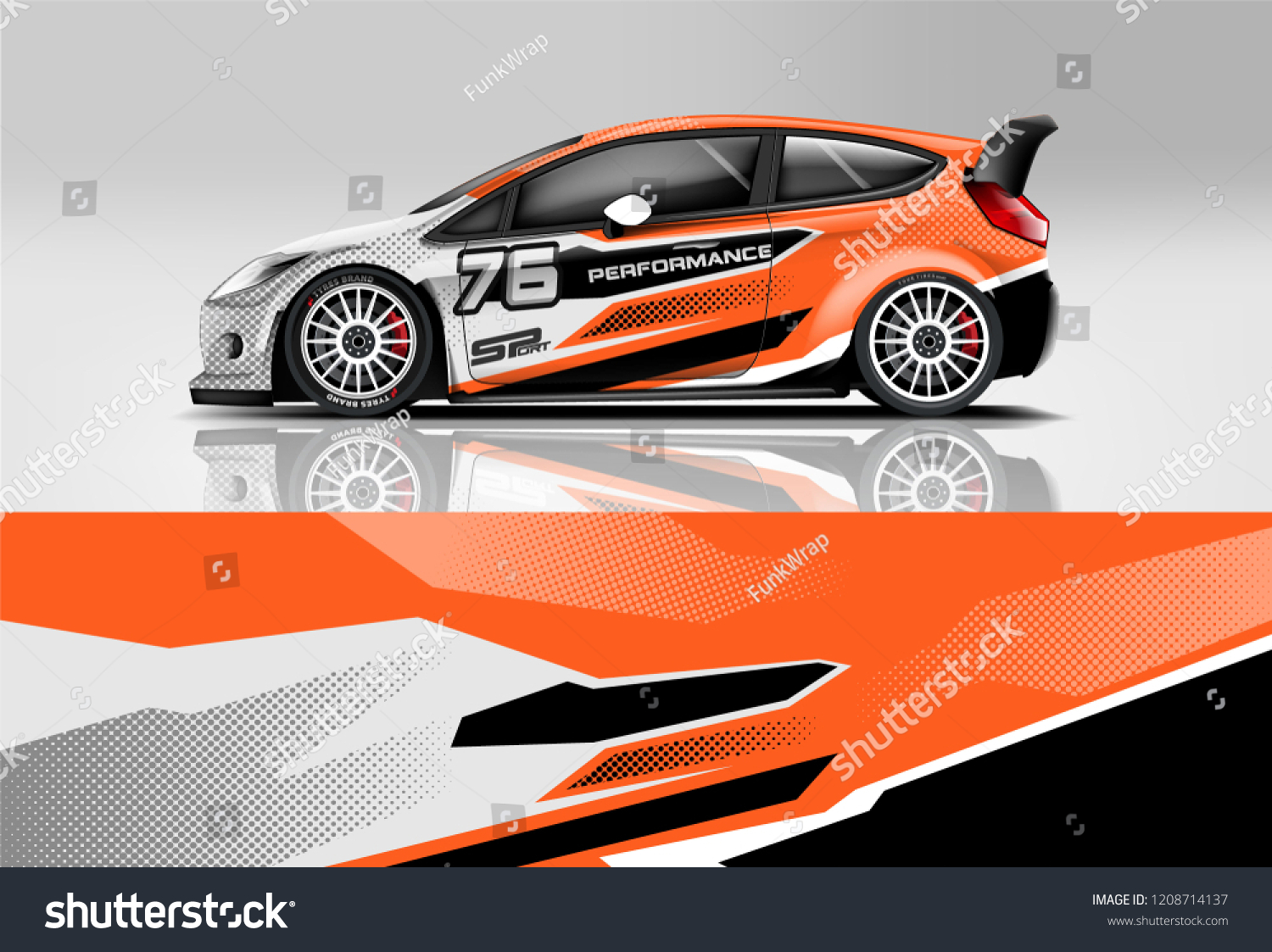 Sport sedan and hatchback Racing livery design. for wrap, decal, and sticker. eps10 format.