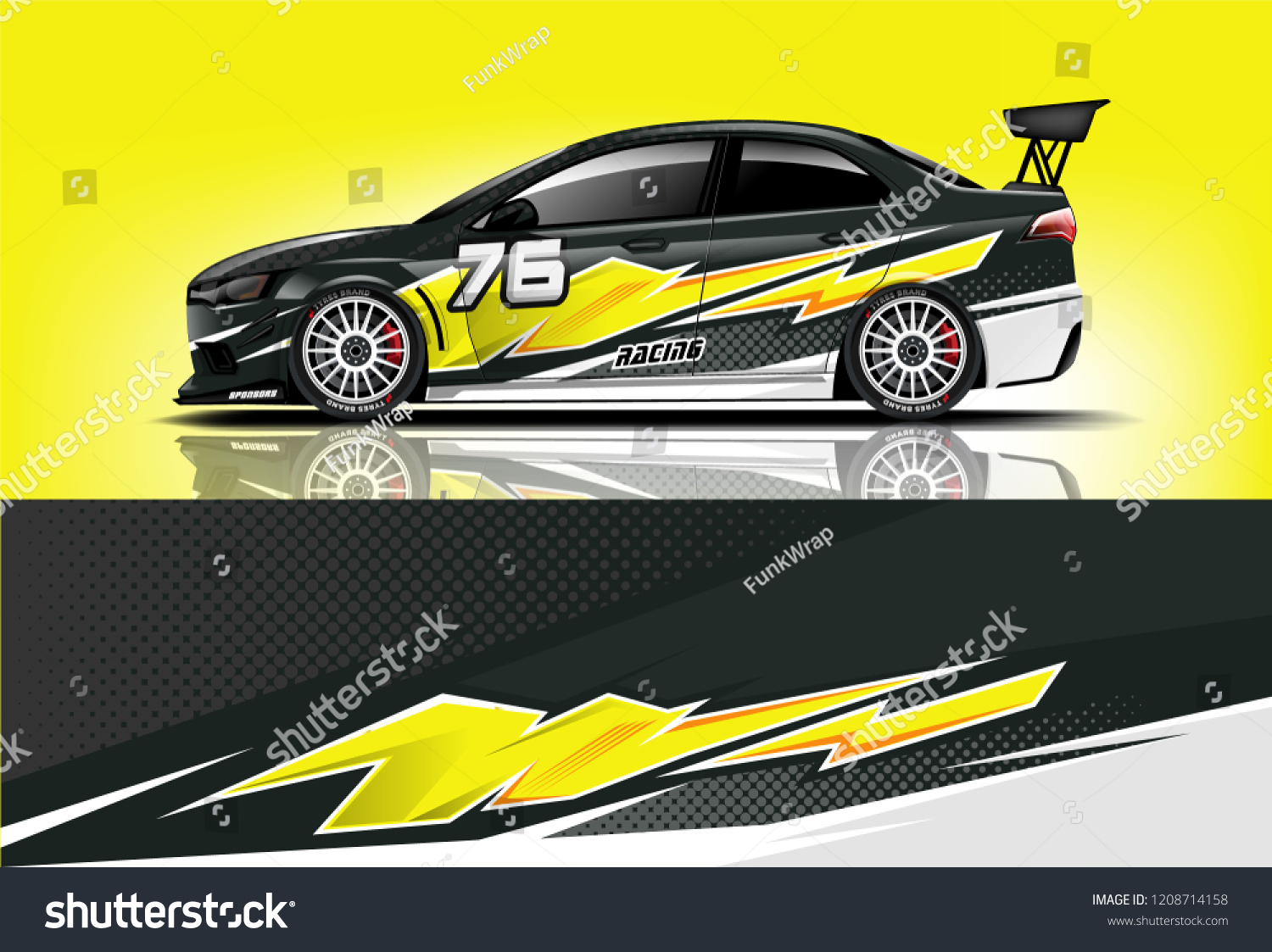 Sport sedan and hatchback Racing livery design. for wrap, decal, and sticker. eps10 format.