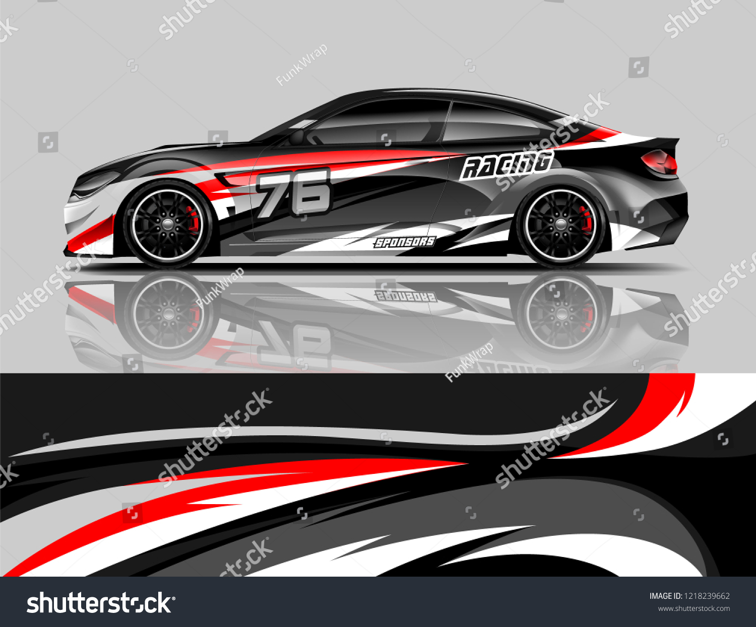Super Car wrap design vector. Graphic abstract stripe racing background kit designs for Racing vehicles.