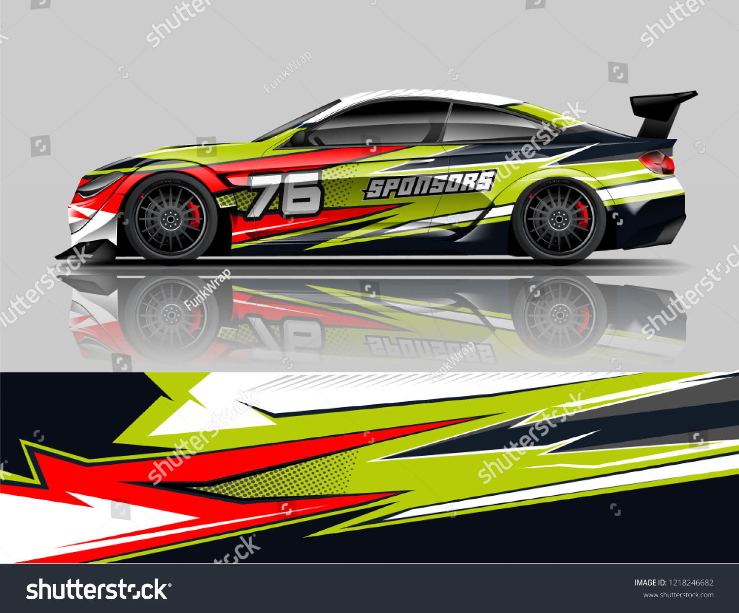Super Car wrap design vector. Graphic abstract stripe racing background kit designs for Racing vehicles.