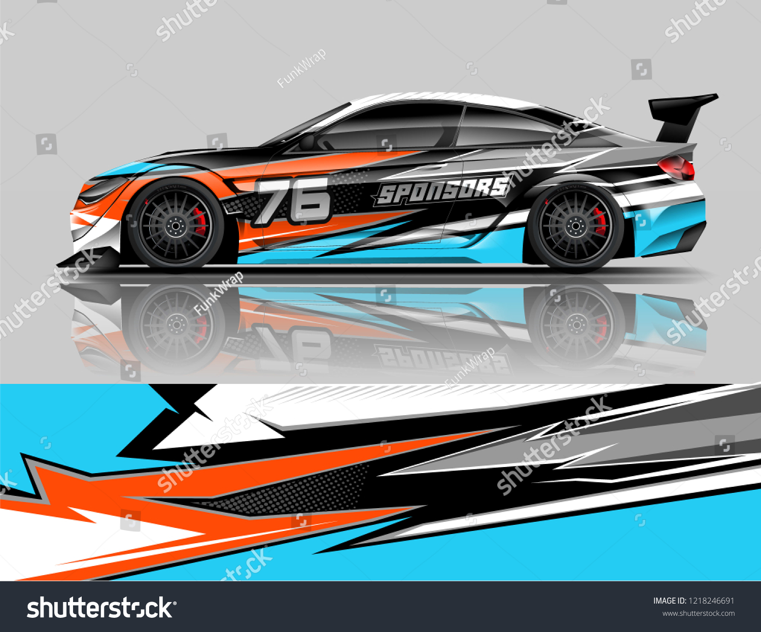 Super Car wrap design vector. Graphic abstract stripe racing background kit designs for Racing vehicles.