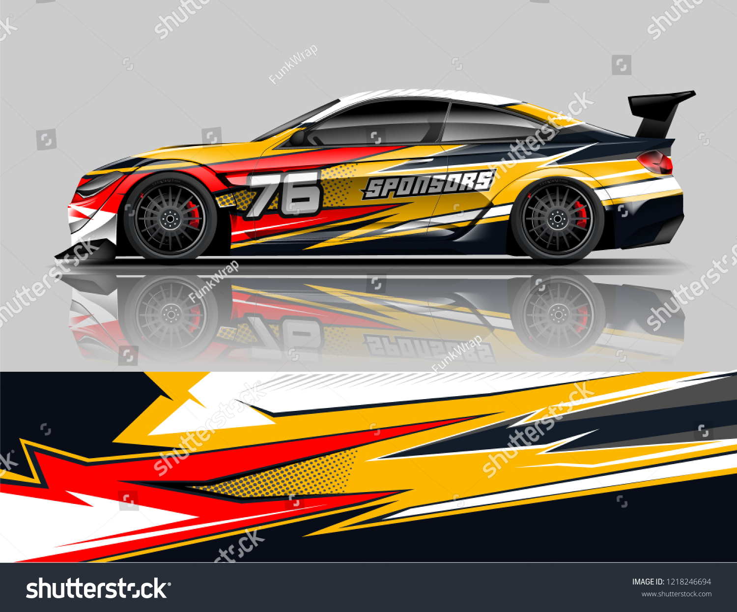 Car decal wrap design vector. Graphic abstract stripe racing background kit designs for vehicle, race car, rally, adventure and livery