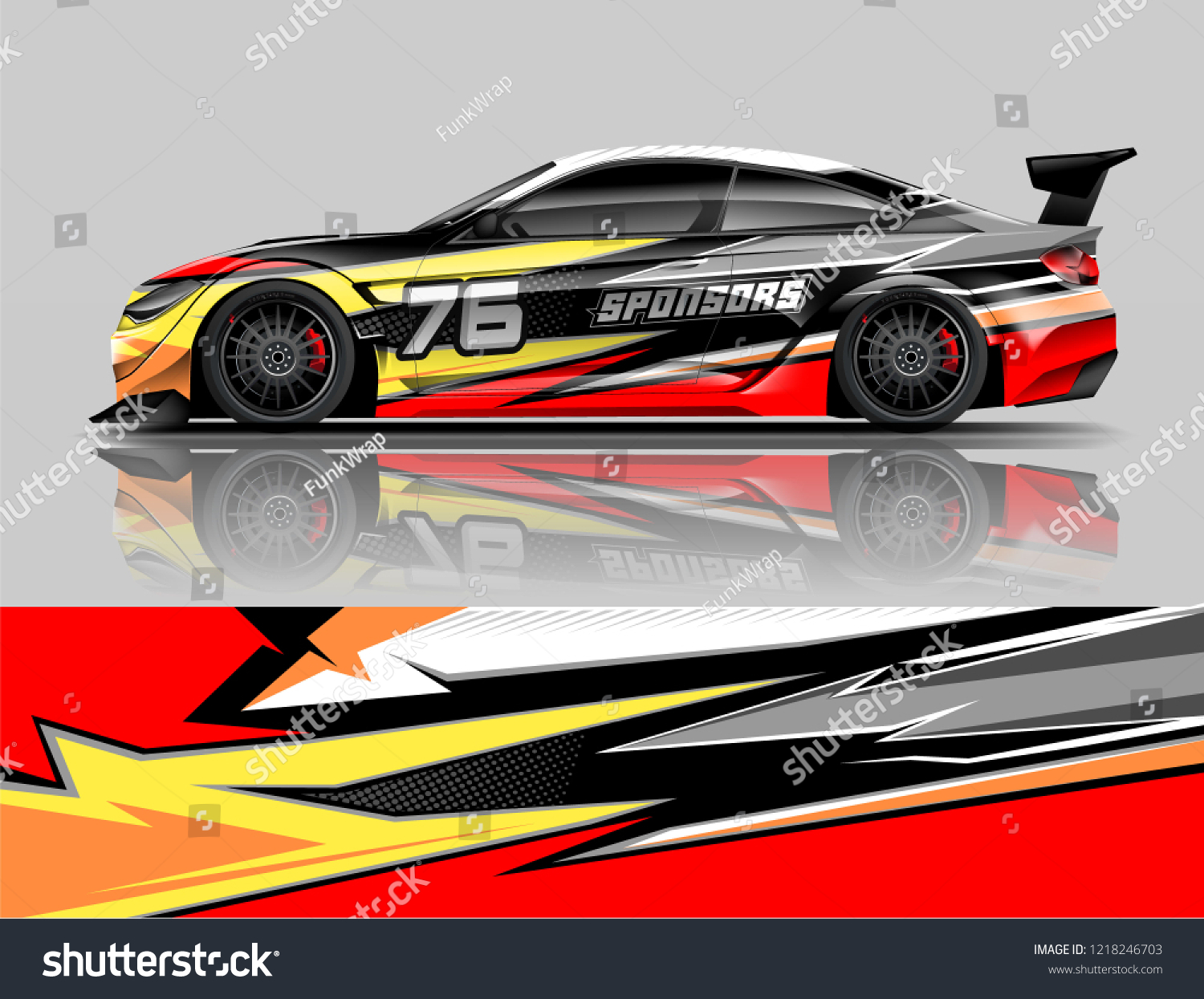 Car decal wrap design vector. Graphic abstract stripe racing background kit designs for vehicle, race car, rally, adventure and livery