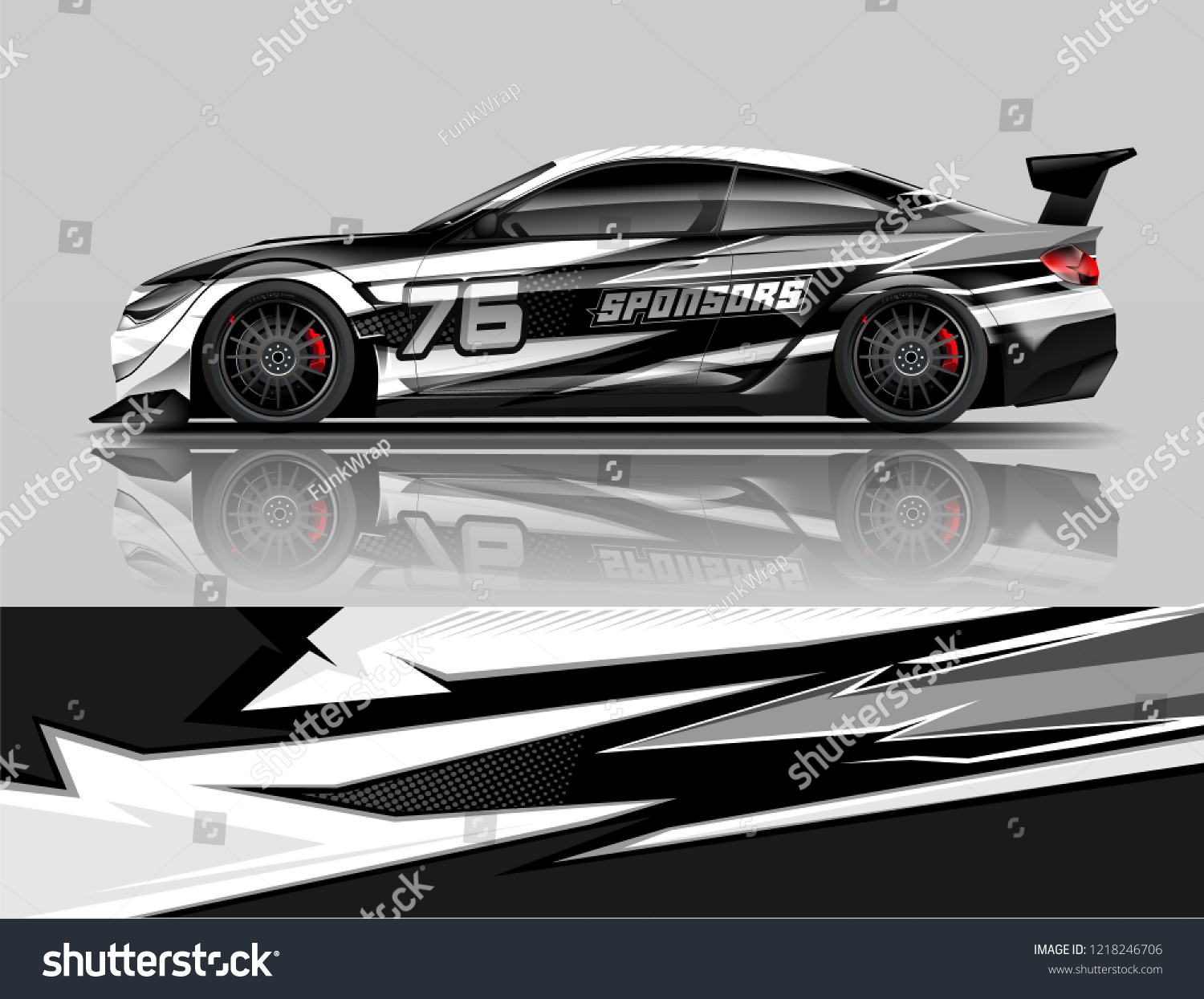 Super Car wrap design vector. Graphic abstract stripe racing background kit designs for Racing vehicles.