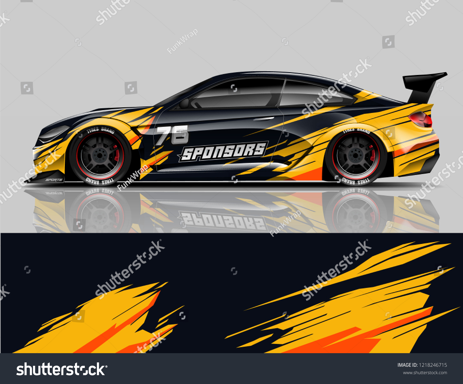 Super Car wrap design vector. Graphic abstract stripe racing background kit designs for Racing vehicles.