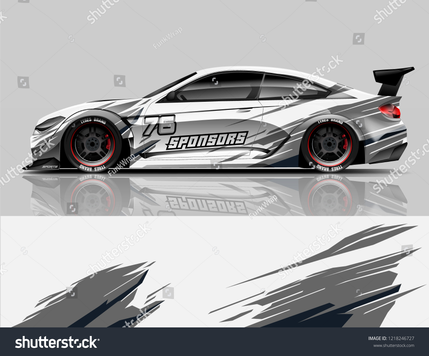 Car decal wrap design vector. Graphic abstract stripe racing background kit designs for vehicle, race car, rally, adventure and livery