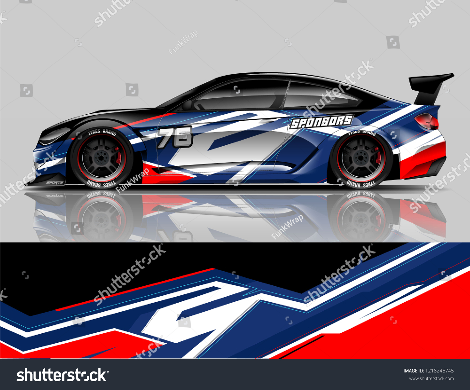 Super Car wrap design vector. Graphic abstract stripe racing background kit designs for Racing vehicles.