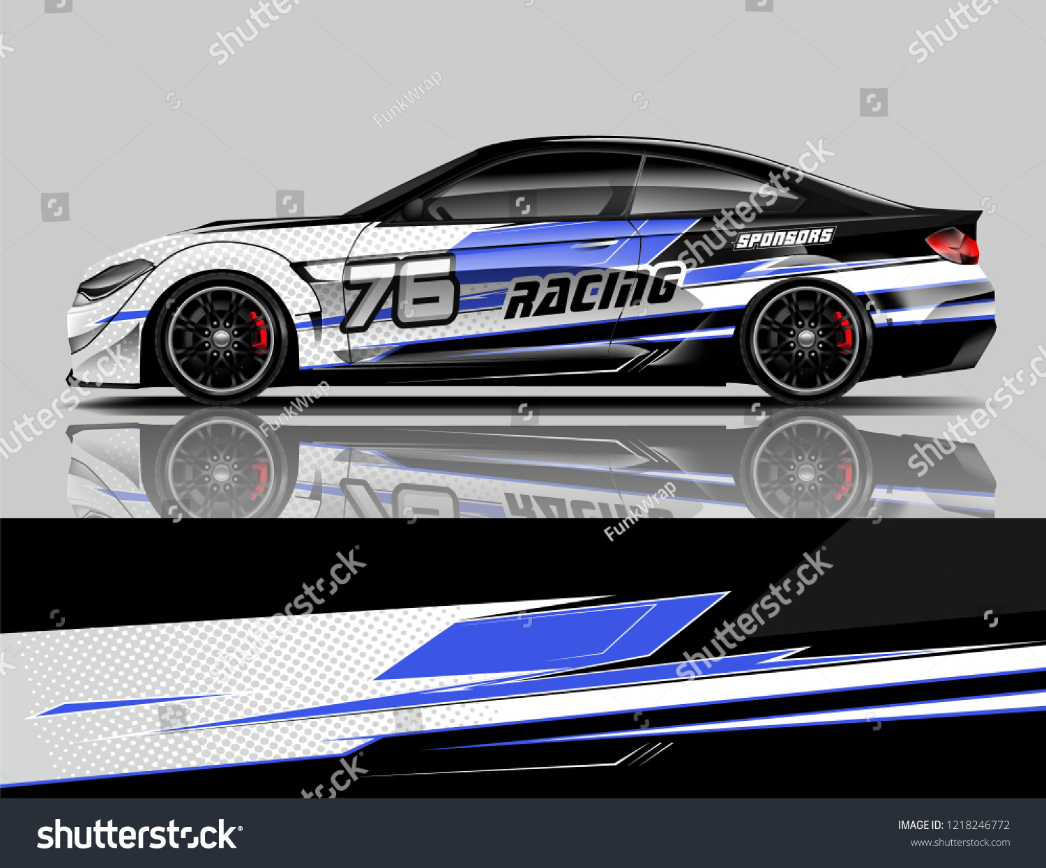 Car decal wrap design vector. Graphic abstract stripe racing background kit designs for vehicle, race car, rally, adventure and livery