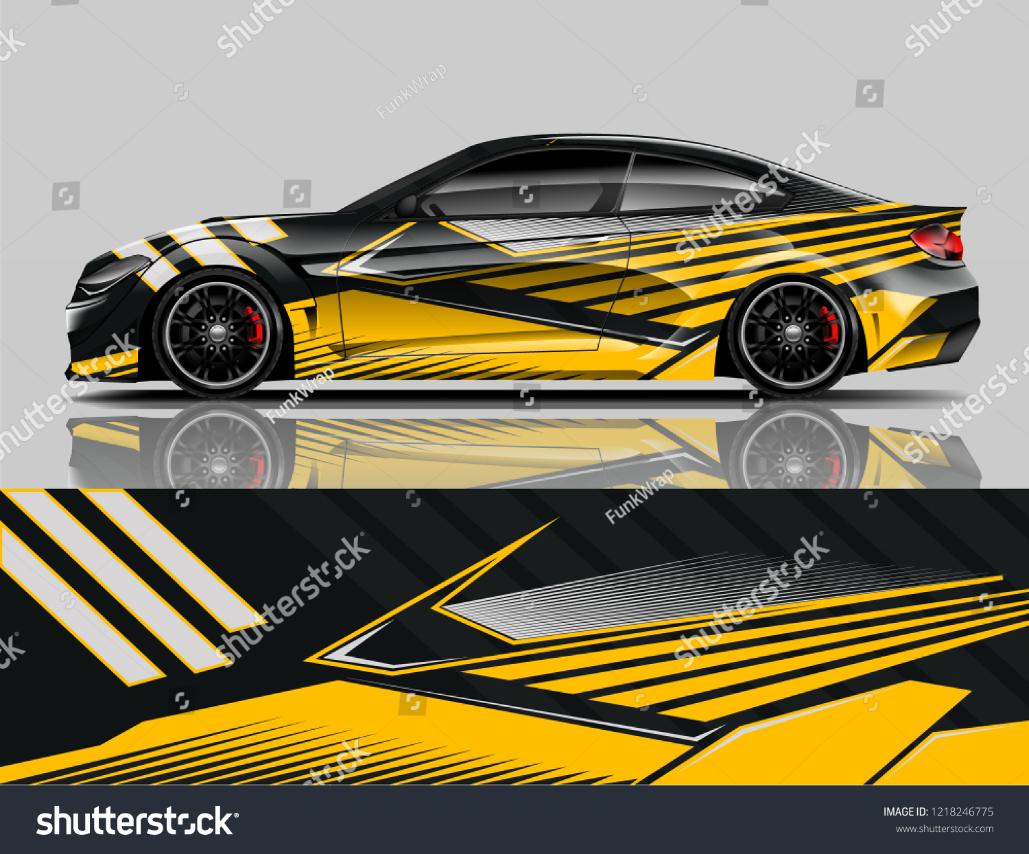 Car decal wrap design vector. Graphic abstract stripe racing background kit designs for vehicle, race car, rally, adventure and livery