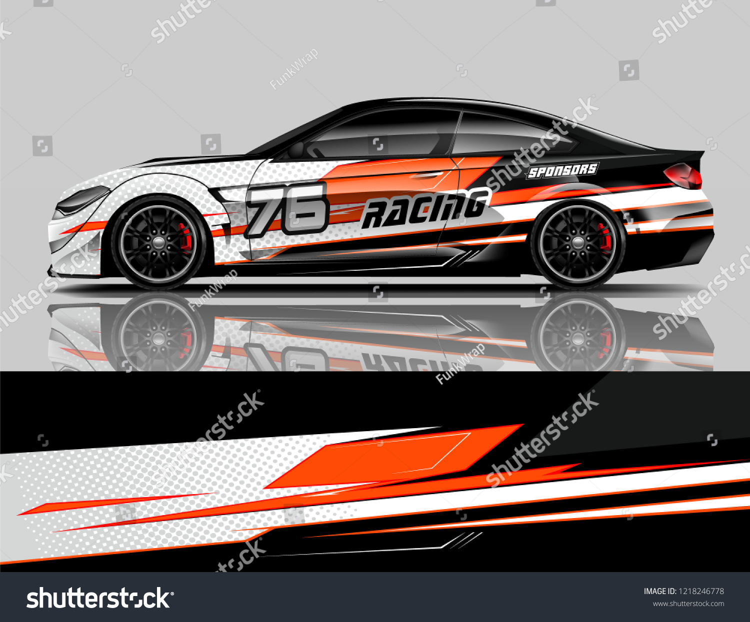 Car decal wrap design vector. Graphic abstract stripe racing background kit designs for vehicle, race car, rally, adventure and livery