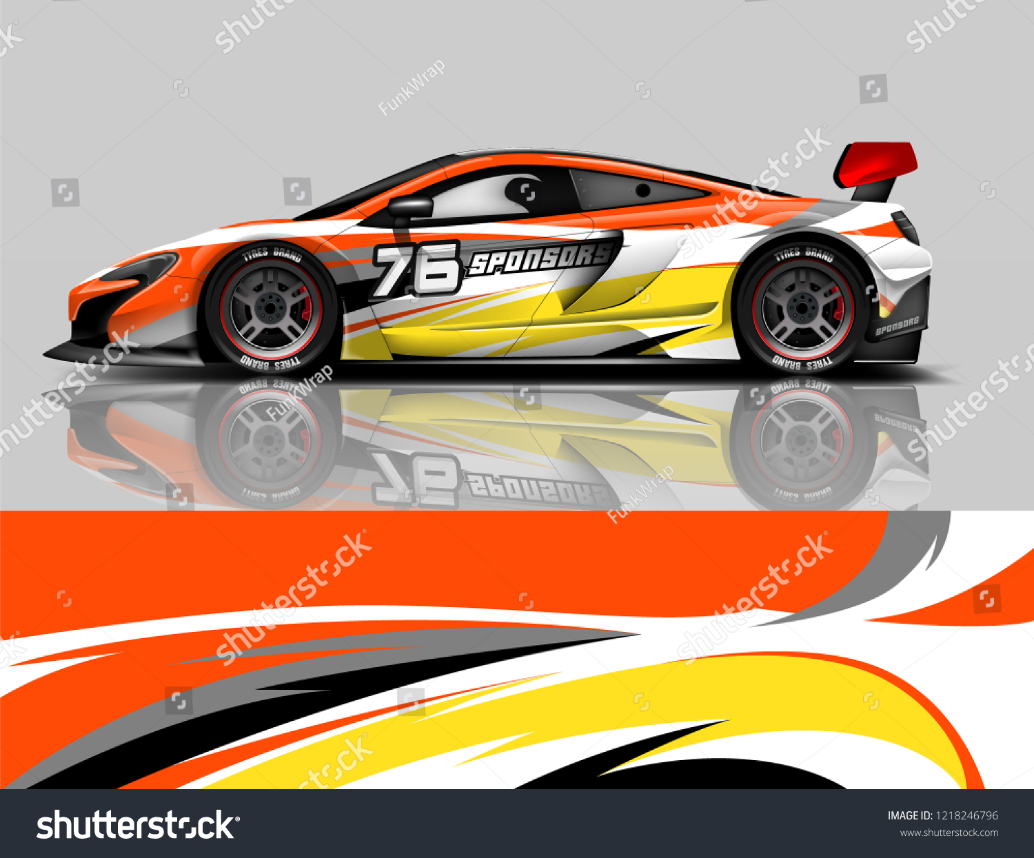 Super Car wrap design vector. Graphic abstract stripe racing background kit designs for Racing vehicles.