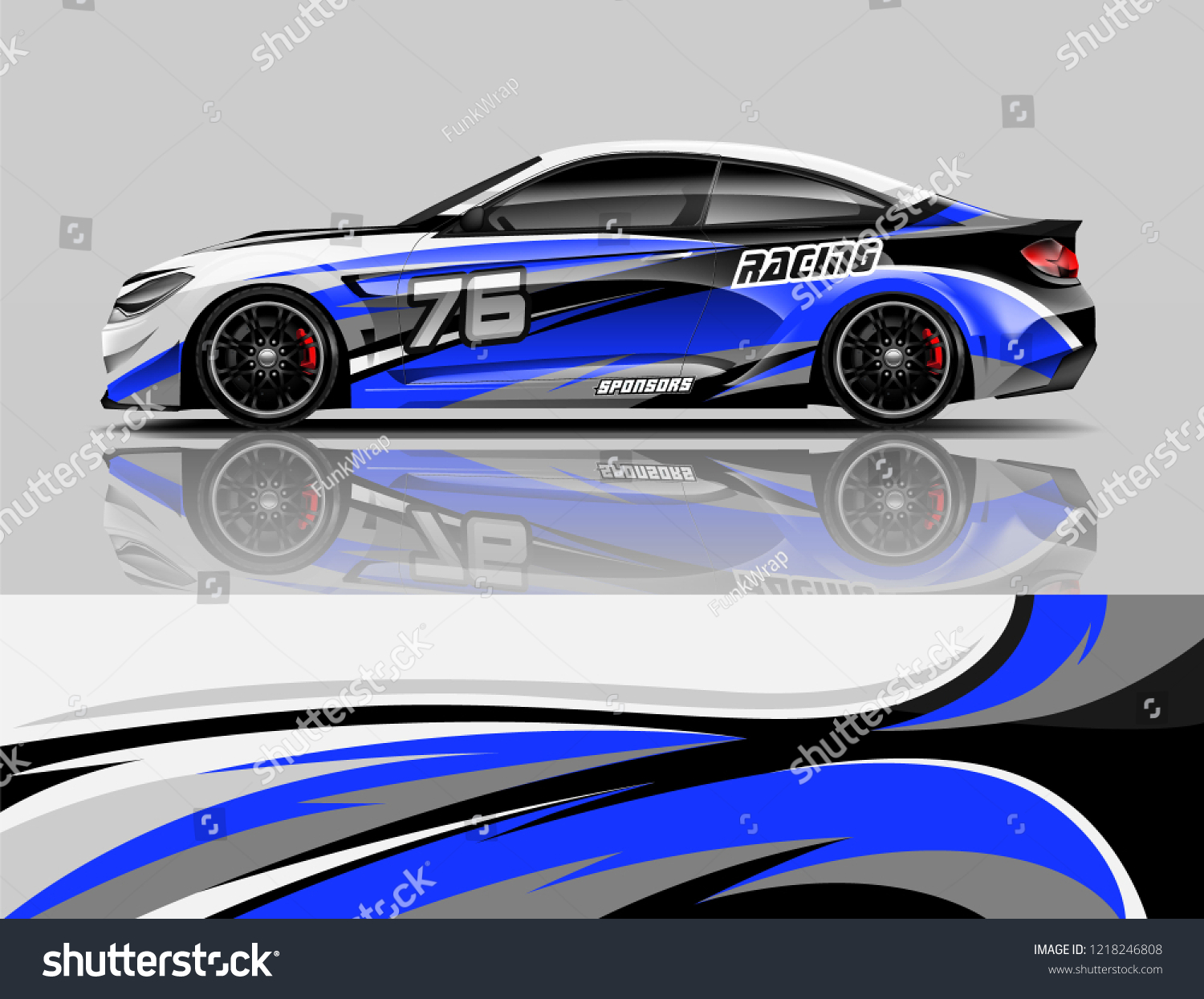 Car decal wrap design vector. Graphic abstract stripe racing background kit designs for vehicle, race car, rally, adventure and livery