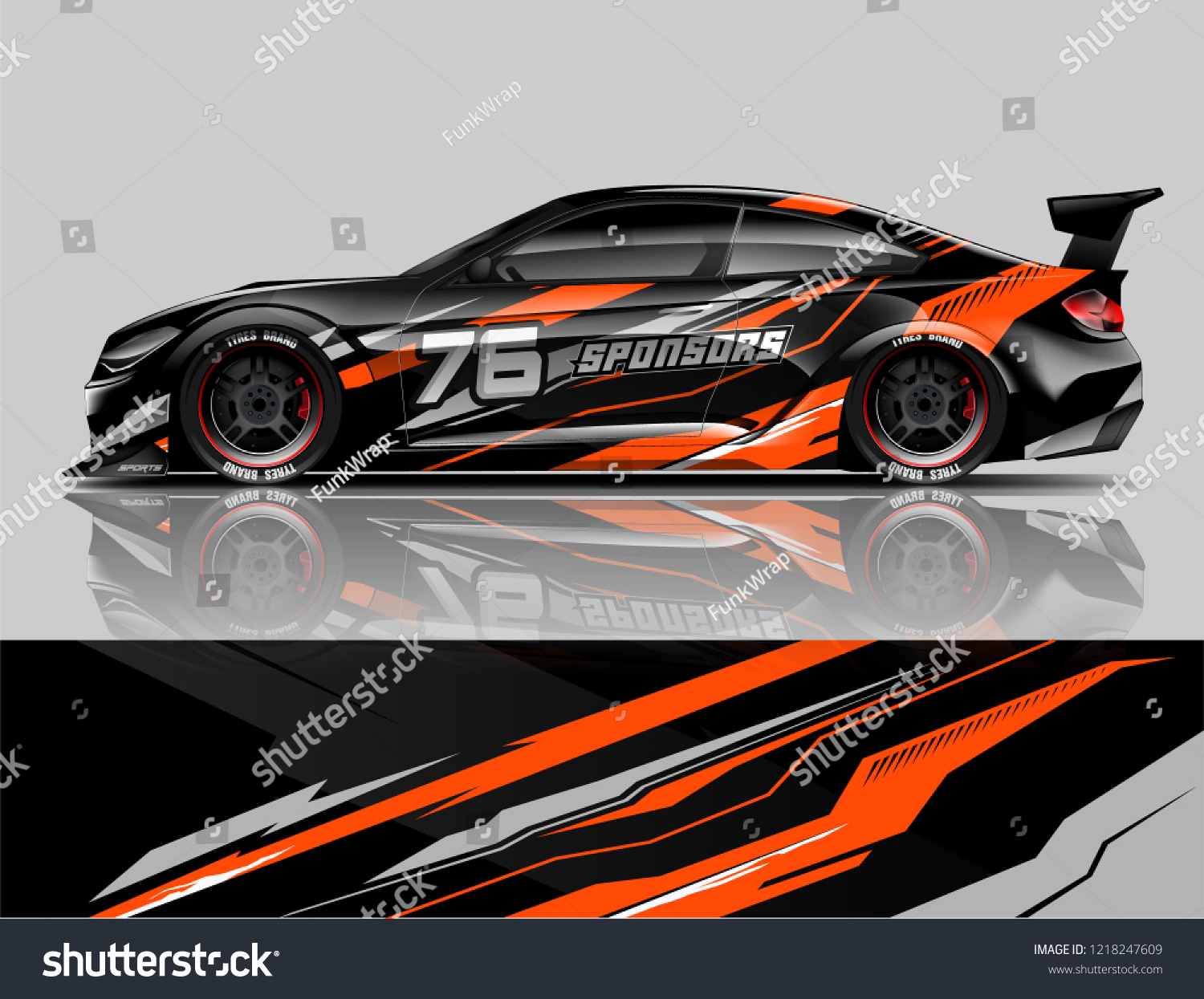 Car decal wrap design vector. Graphic abstract stripe racing background kit designs for vehicle, race car, rally, adventure and livery