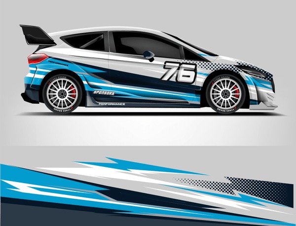 Rally Car Wrap design. Graphic abstract stripe racing background designs for vehicle, race, rally, adventure and car racing livery.