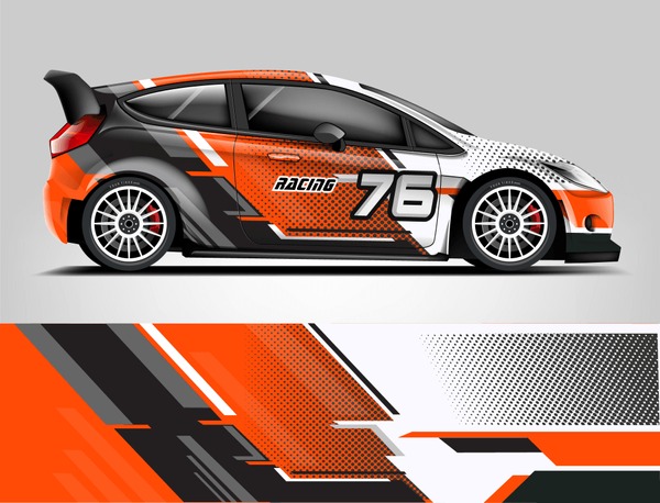 Rally Car Wrap design. Graphic abstract stripe racing background designs for vehicle, race, rally, adventure and car racing livery.