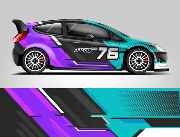 Rally Car Wrap design. Graphic abstract stripe racing background designs for vehicle, race, rally, adventure and car racing livery.