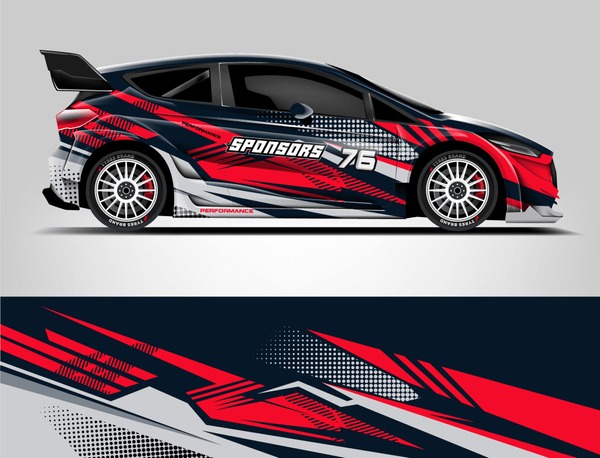 Rally Car Wrap design. Graphic abstract stripe racing background designs for vehicle, race, rally, adventure and car racing livery.